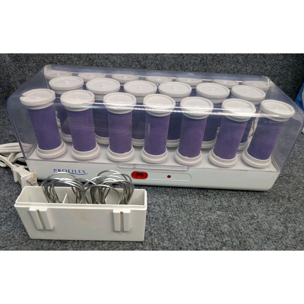 Profiles SS-203 Heated Hot Hair Rollers Set 20 Rollers Clips Tested Working